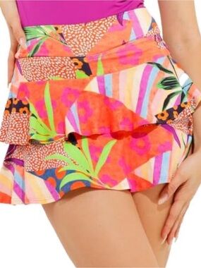 DONA JO Athletic Skort Tennis Pickleball Golf Orange Multi S